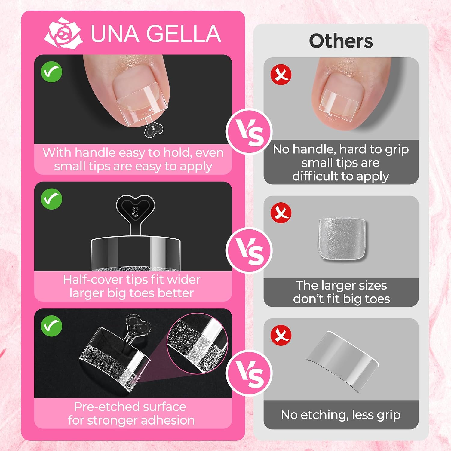 Thumbnail 3 de UNA GELLA Half-Cover Square Toenail Tips, 510 Pieces, 15 Sizes