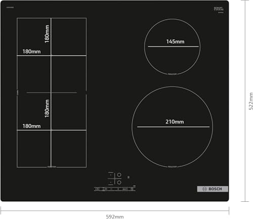 Detalle de Bosch PWP61RBB5E Serie 4: Piano cottura a induzione 60 cm con Combizone
