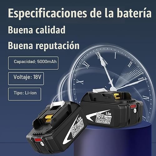 Detalle 2 de 2 Packs 18V 5,0Ah Batería BL1850B para Makita 18V – FUNMALL, LED indicador