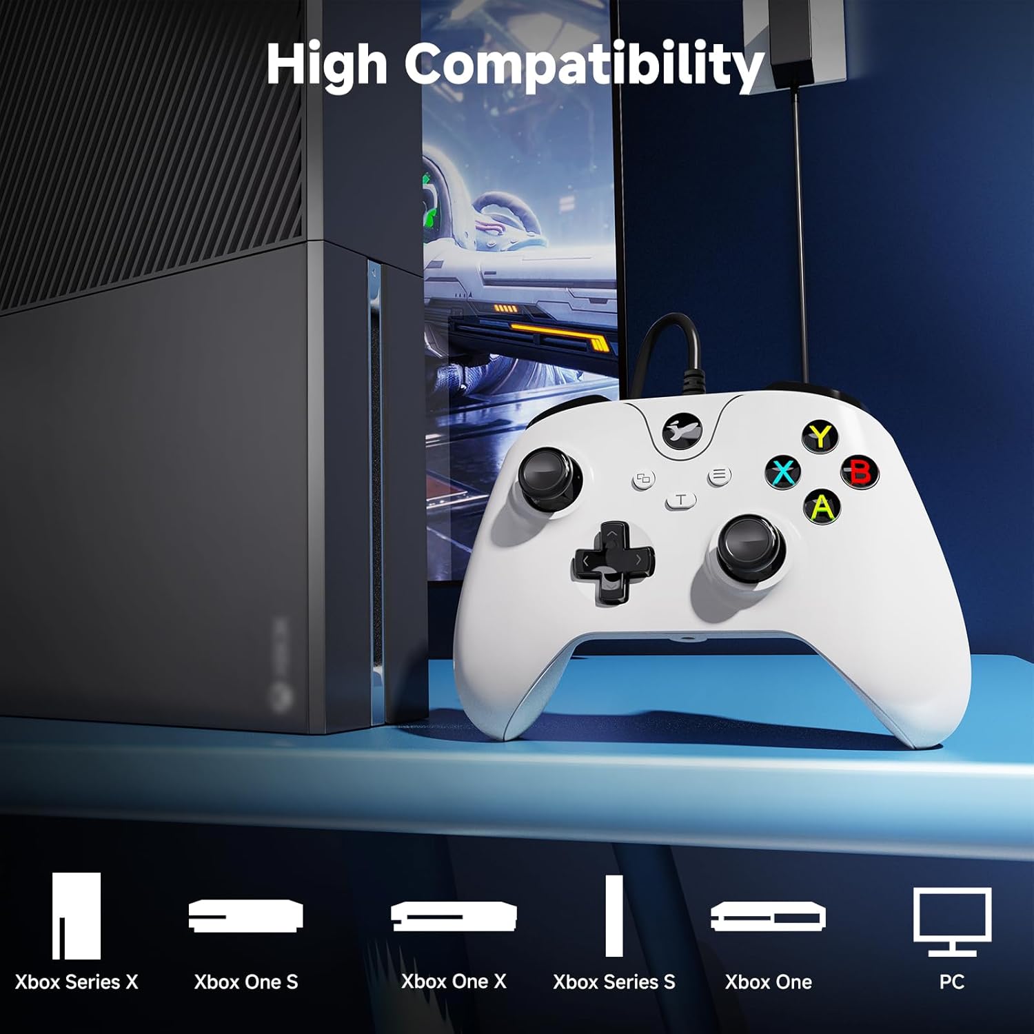 Detalle 2 de YCCTEAM Wired Controller for Xbox One – Reliable wired gamepad with 3.5mm jack
