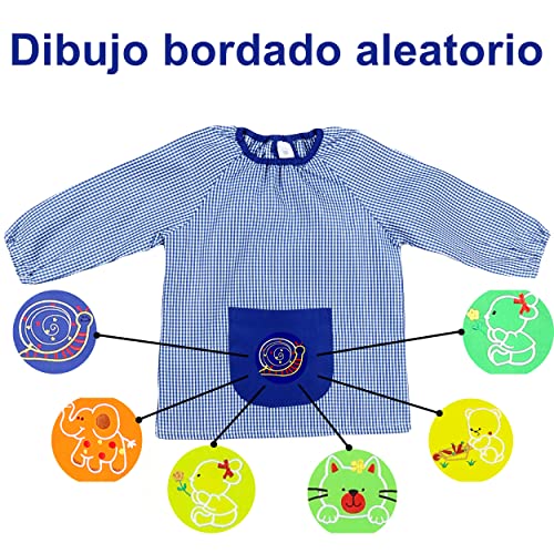 Thumbnail 6 de Bata Escolar Etrexonline para Niños y Niñas – Modelo cómodo sin botones, con bolsillo y puños elásticos (Verde 2–3 años)