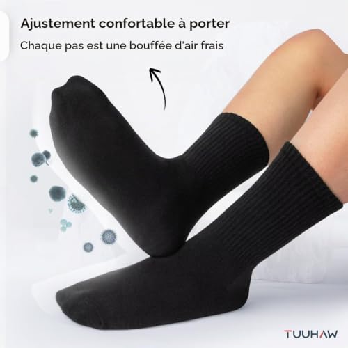 Detalle de TUUHAW Chaussettes Homme 43-46 Noir – Sport, Tennis et Course