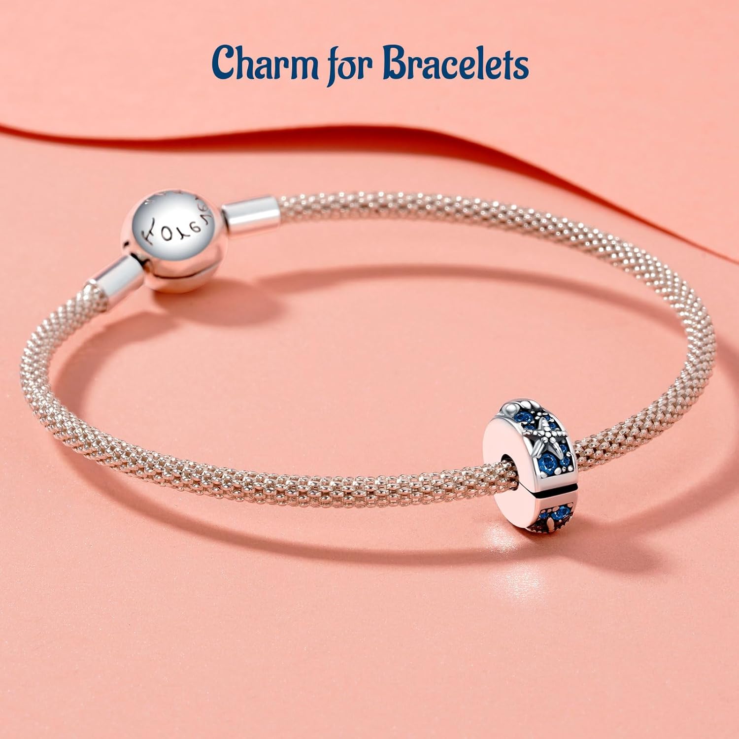 Thumbnail 4 de Amuefer Clip Spacer Charms aus 925 Sterling Silber – Pink Pavé Shell für Armbänder und Ketten