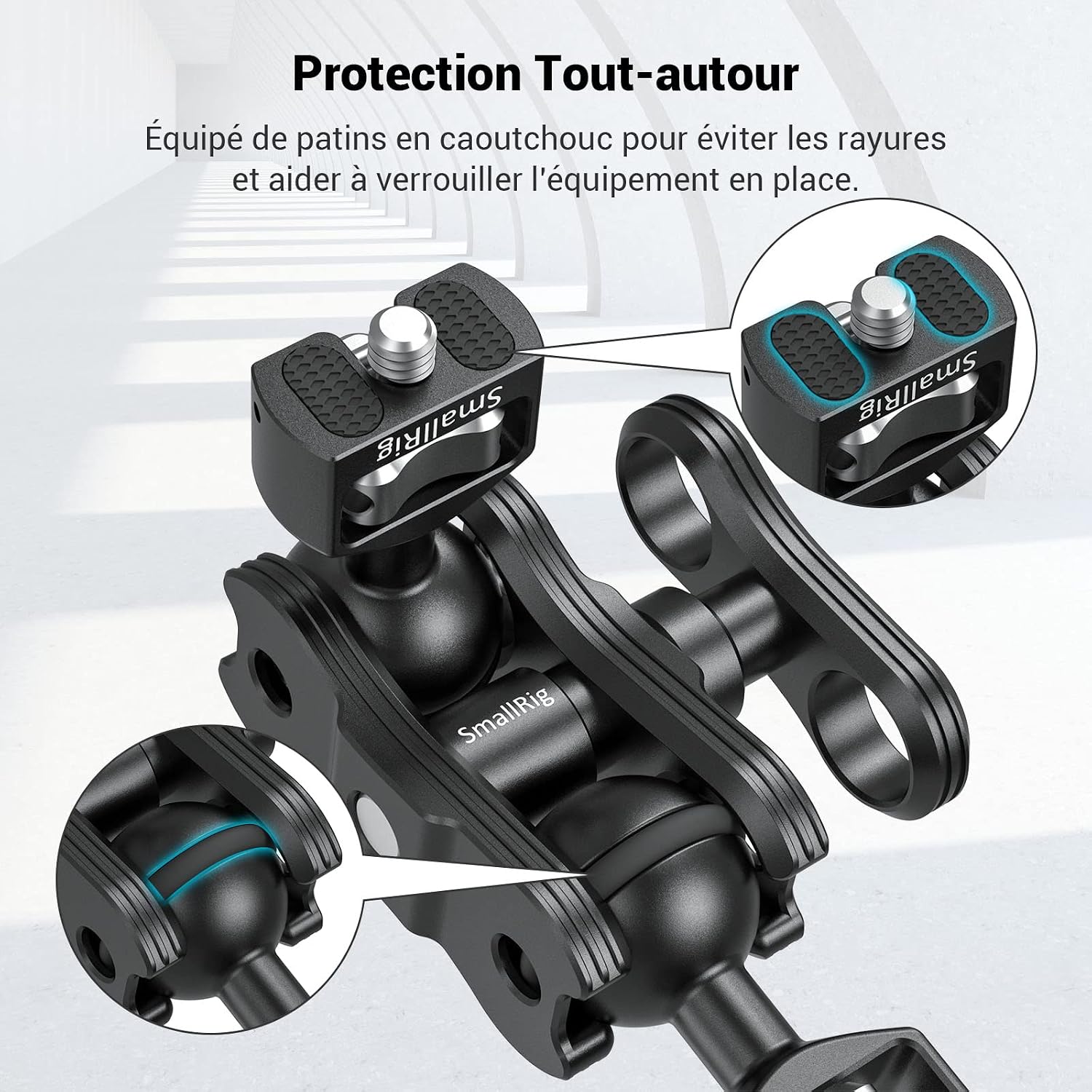 Detalle de SMALLRIG Magic Arm 2070B avec double rotule à friction (support de tête sphérique 1/4)