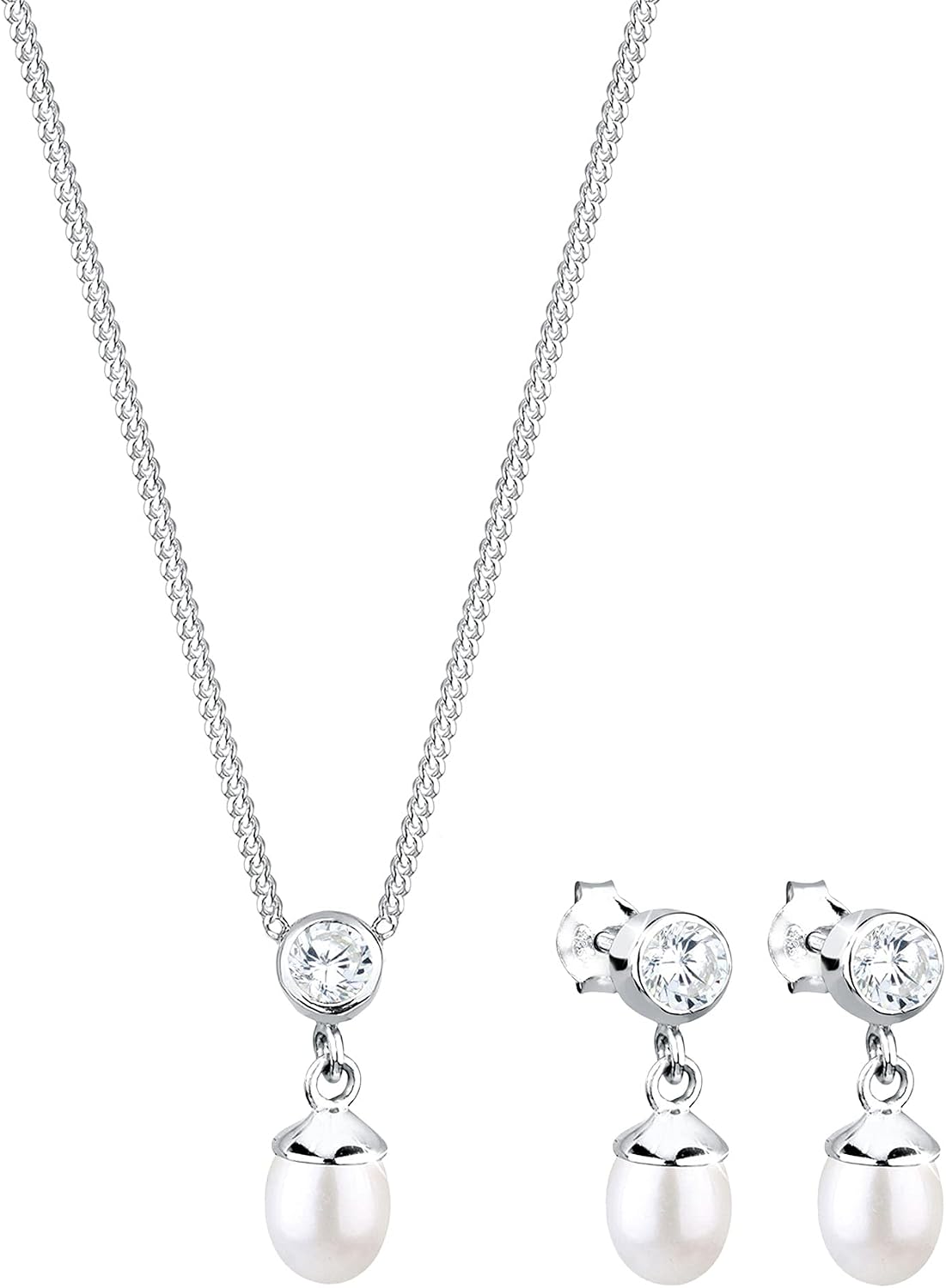 Elli Schmuckset Damen Süßwasserperle 925 Silber