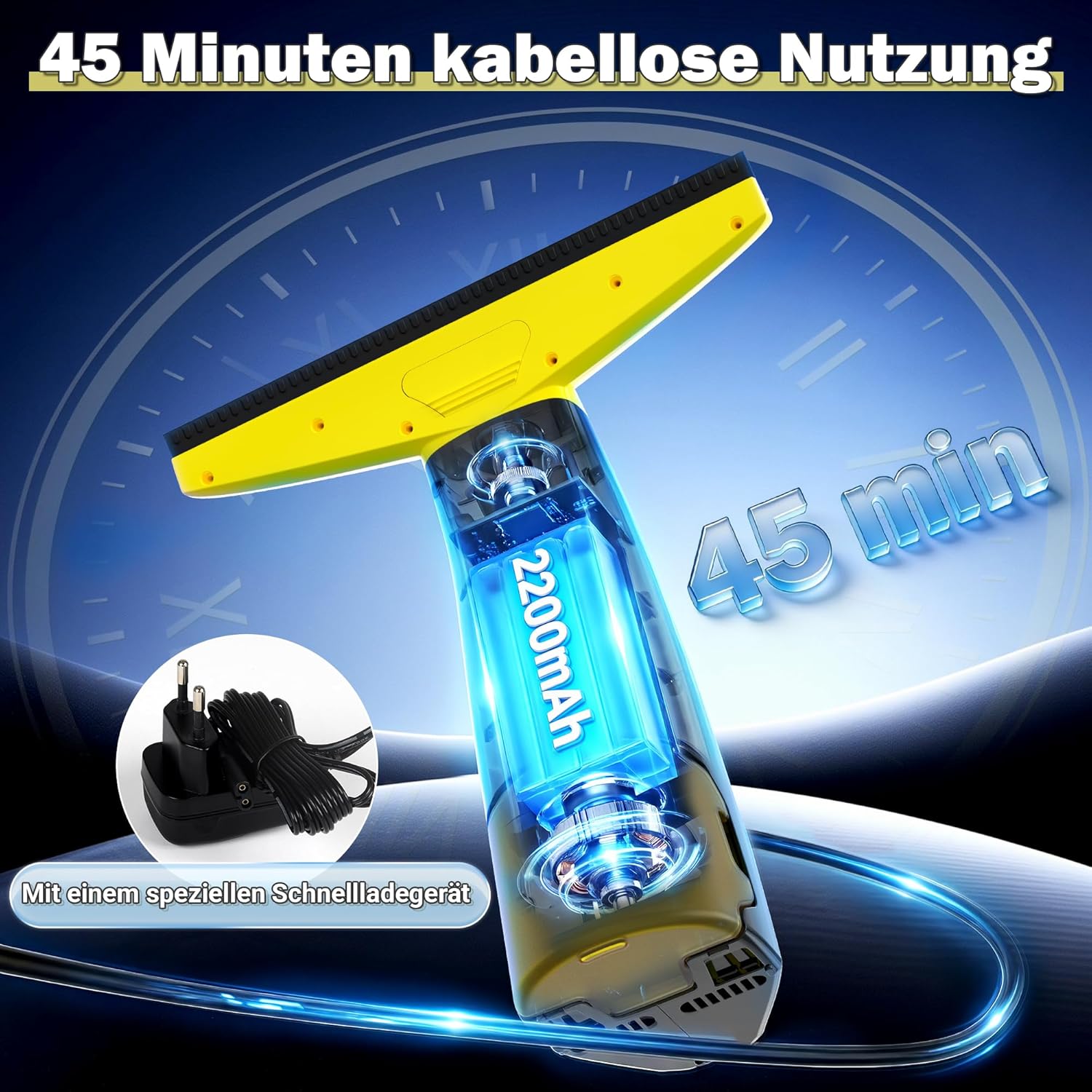 Thumbnail 2 de EAVE Fenstersauger Set – Akku-Fenstersauger mit 2000 Pa, 45 Min. Laufzeit, 28 cm Düse & 200 ml Wassertank