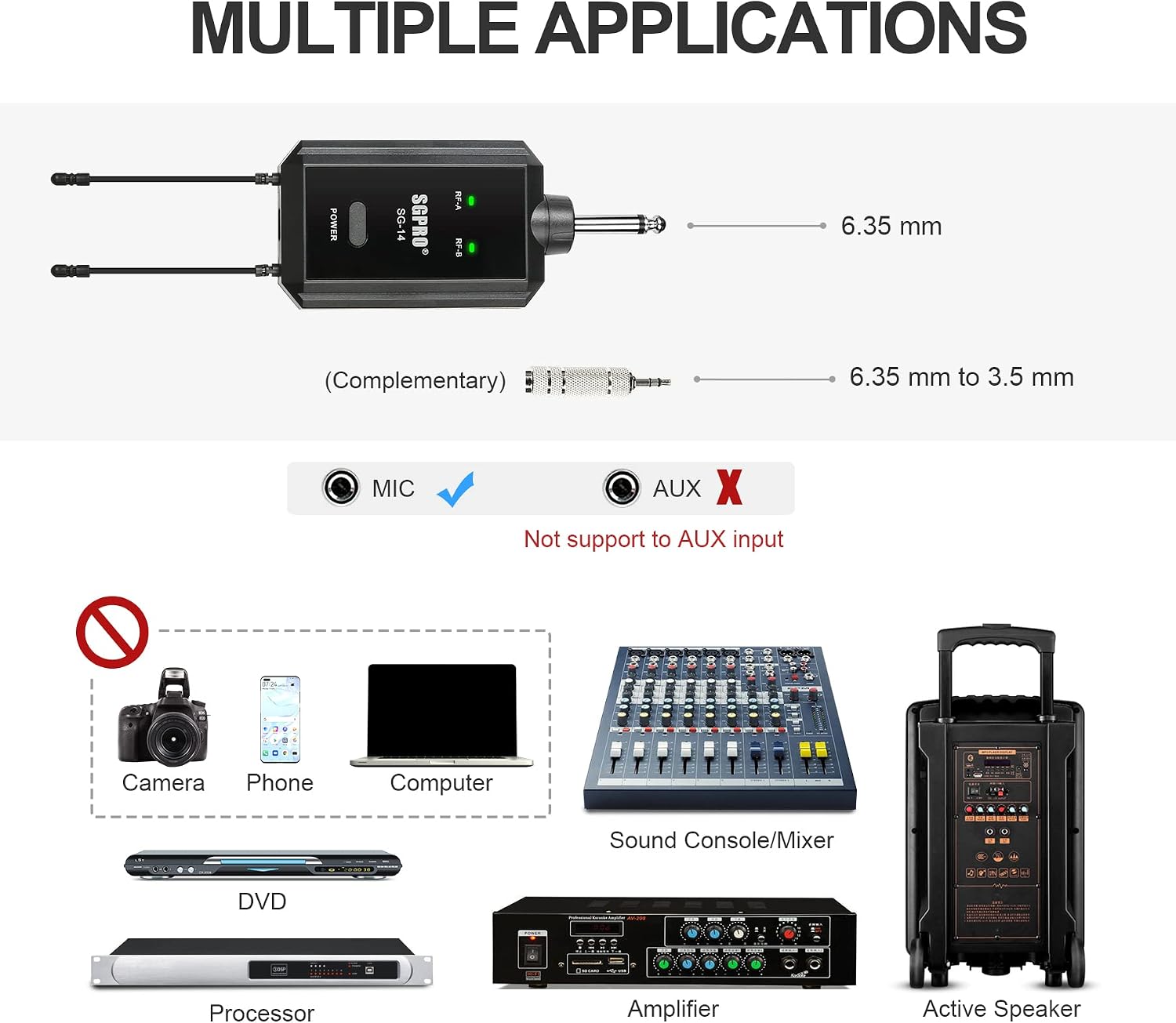 Thumbnail 5 de SGPRO SG-14 Dual Wireless Handheld Microphone Set with Compact Receiver