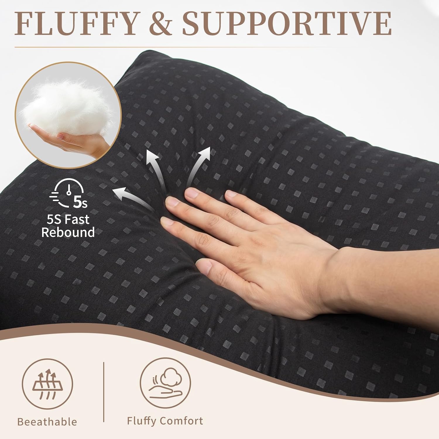 Detalle de Melising King Size Bed Pillows, Set of 4, Black Down Alternative Fill