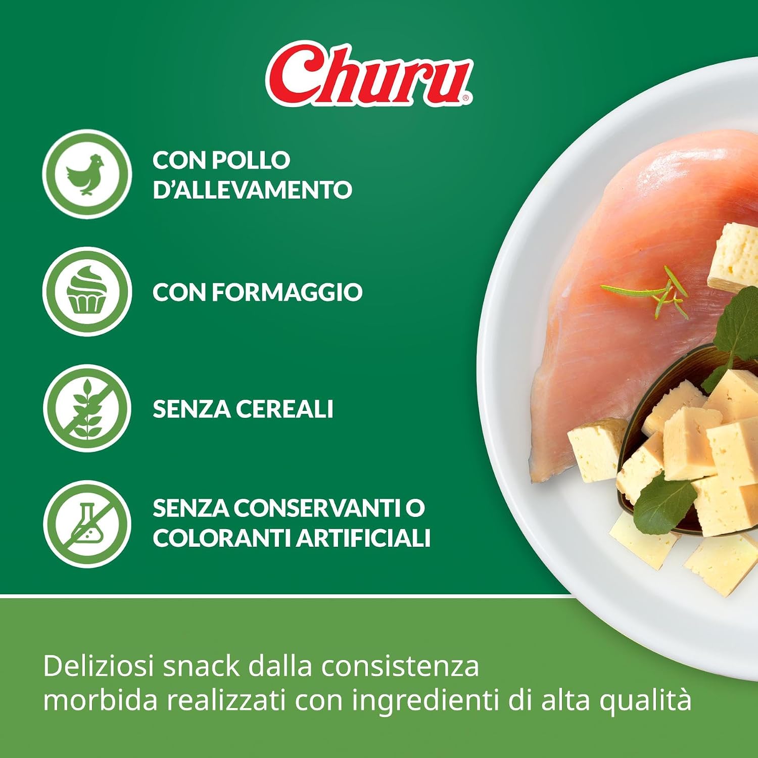 Detalle 2 de INABA Churu Snack per Cani Cremoso al Pollo – 20 Stick da 14 g: bonus snack ipocalorico e grain-free