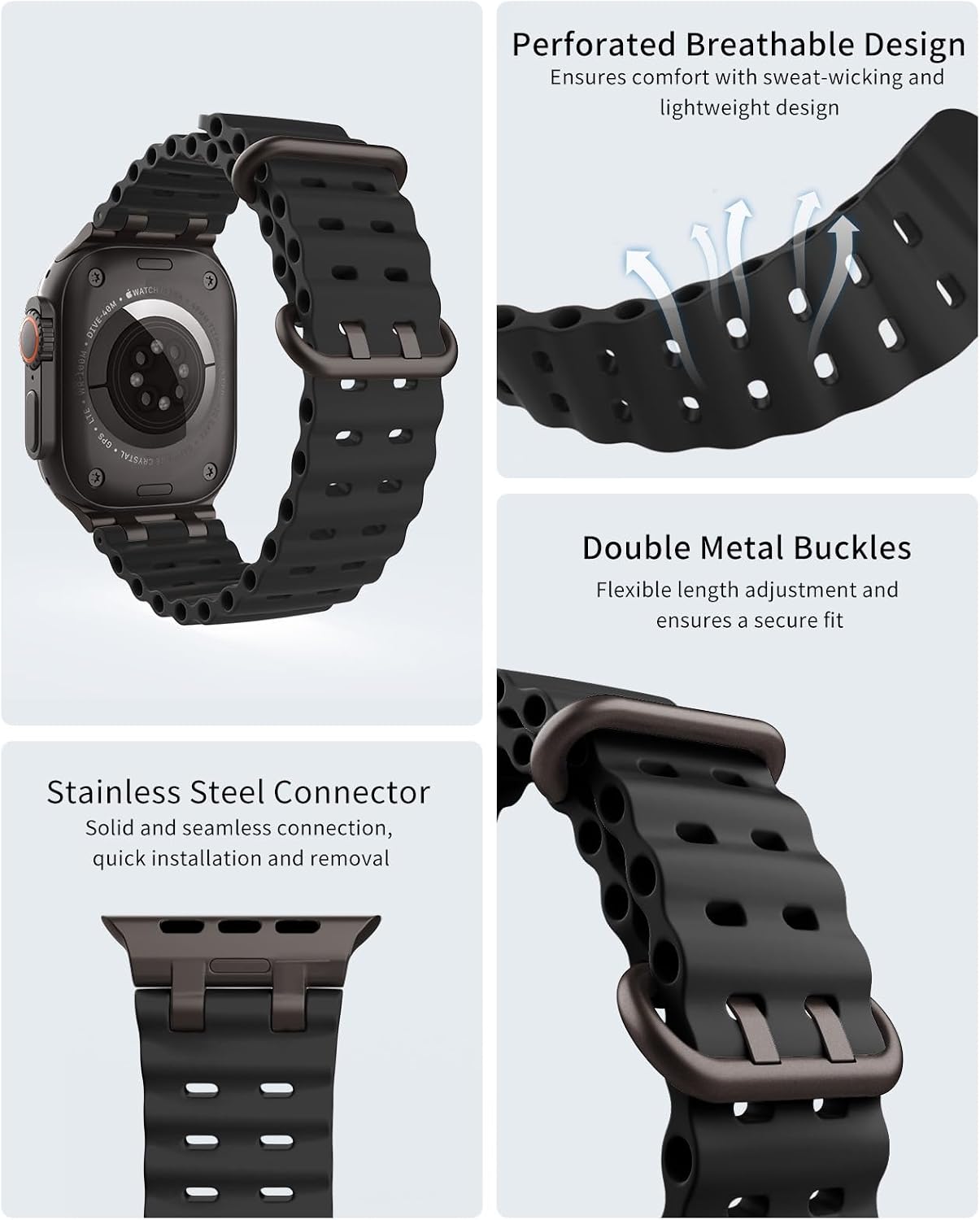 Detalle de TiMOVO Cinturino Ocean per Apple Watch 49 mm