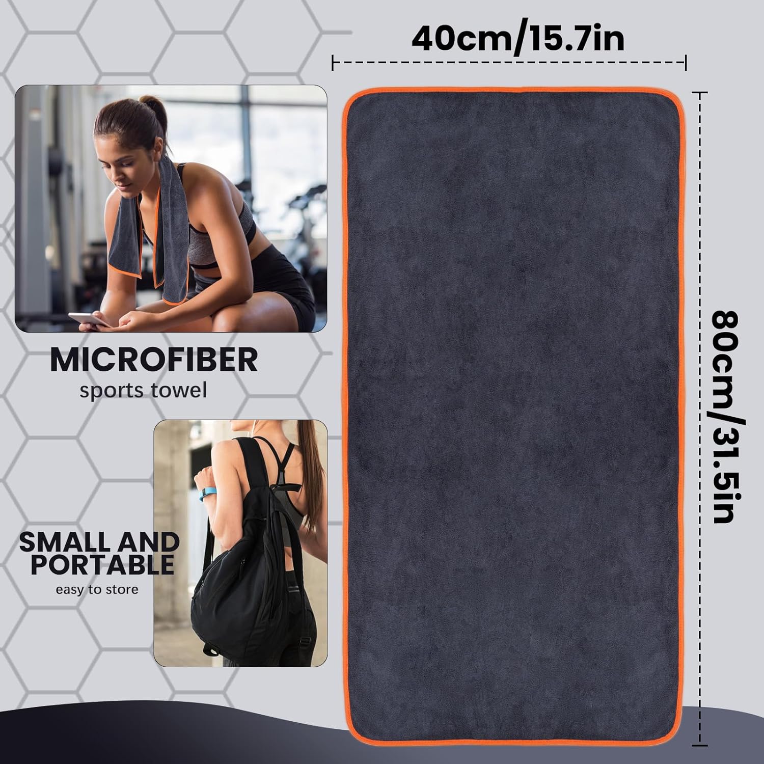 Detalle 2 de Microfibre sports towels 3 Pack 40x80cm