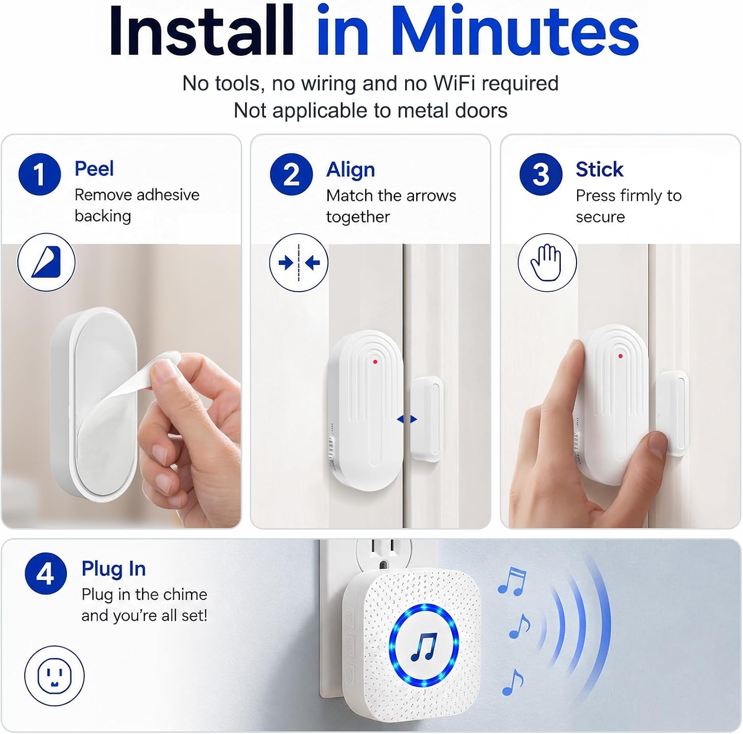Thumbnail 5 de SanJie 3 Sensors +2 Receiver Wireless Door Chime with 26 Tones