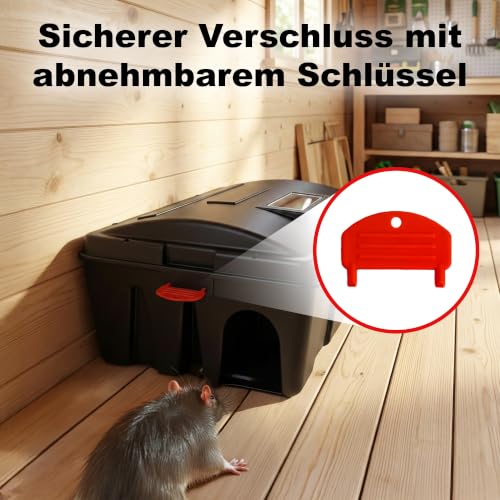 Detalle de Roshield 2 x Schutzbox für Externe Rattenfallen – giftfrei, grüne Profi-Qualität