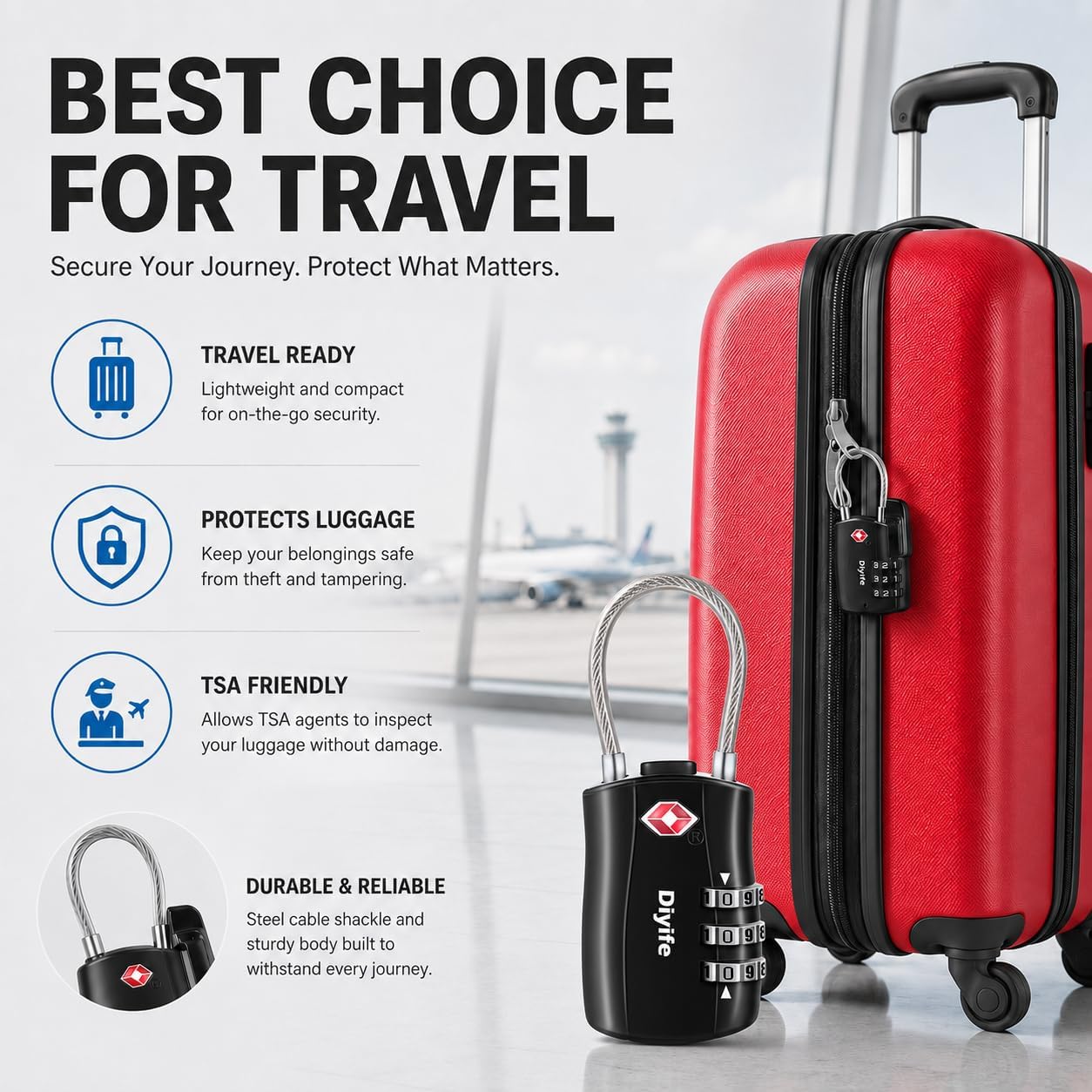 Thumbnail 4 de Diyife TSA Luggage Locks 3-digit combo pack 🔒