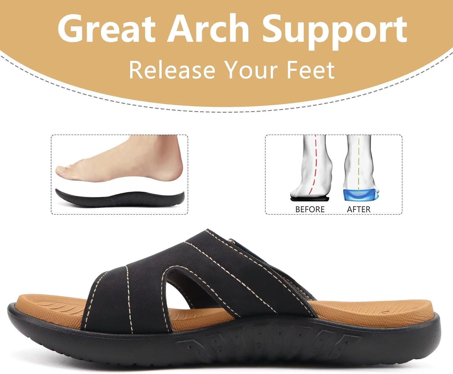 Thumbnail 4 de KuaiLu Women’s Fashion Orthotic Slides Sandals with Arch Support Cushion