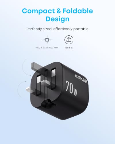 Detalle de Anker Zolo 70W Fast USB-C Charger, 4-Port Foldable Laptop Adapter