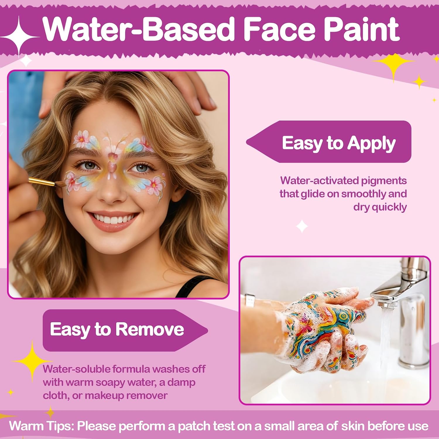 Detalle de Professionelles Face & Body Make-up Set TA645KIT – 42 wasserbasierte Farben, Pinsel & Zubehör
