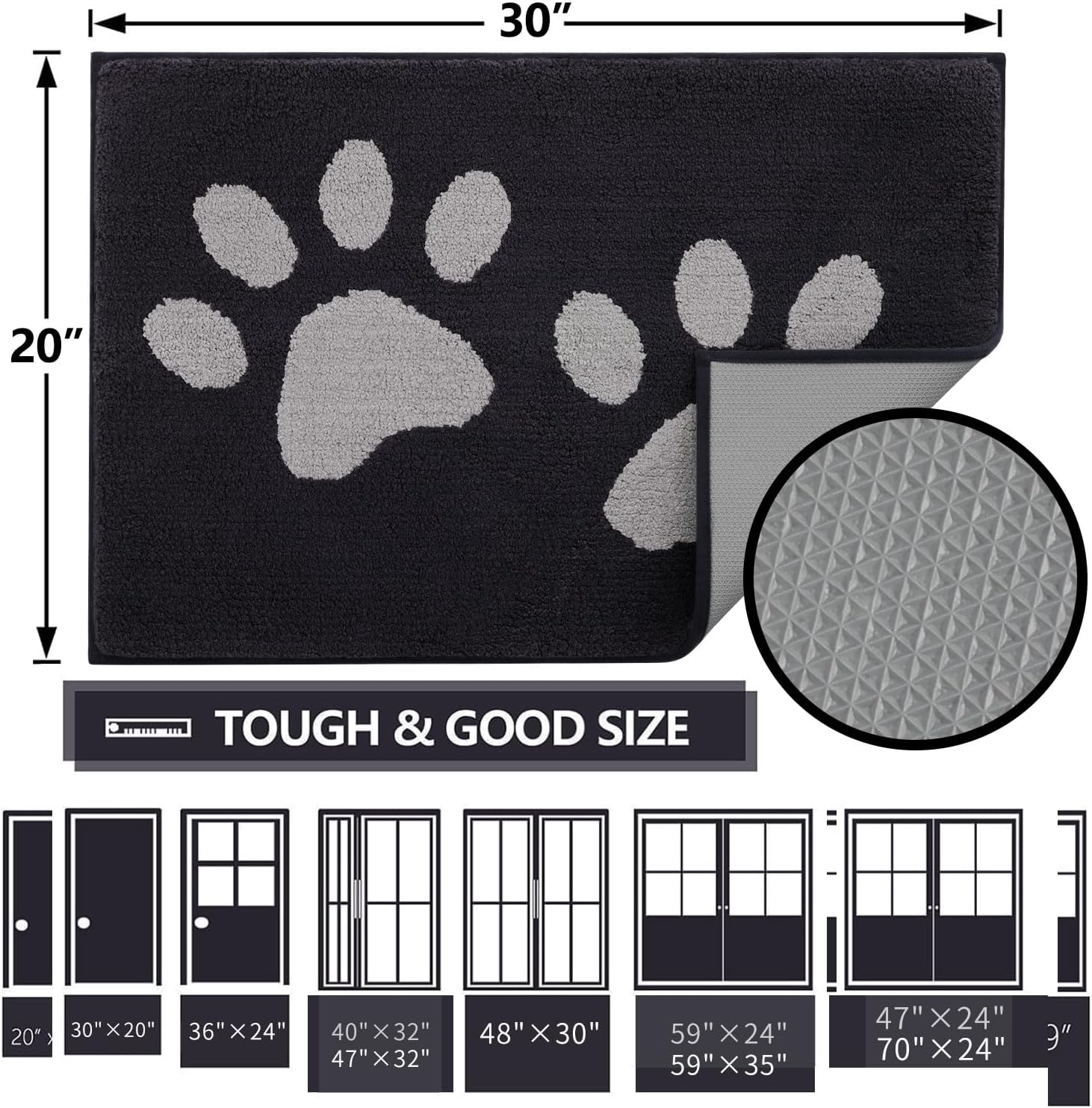 Detalle 2 de Buganda Hunde-Fußmatte Dog Door Mat, 36 x 24 Inches, Machine Washable