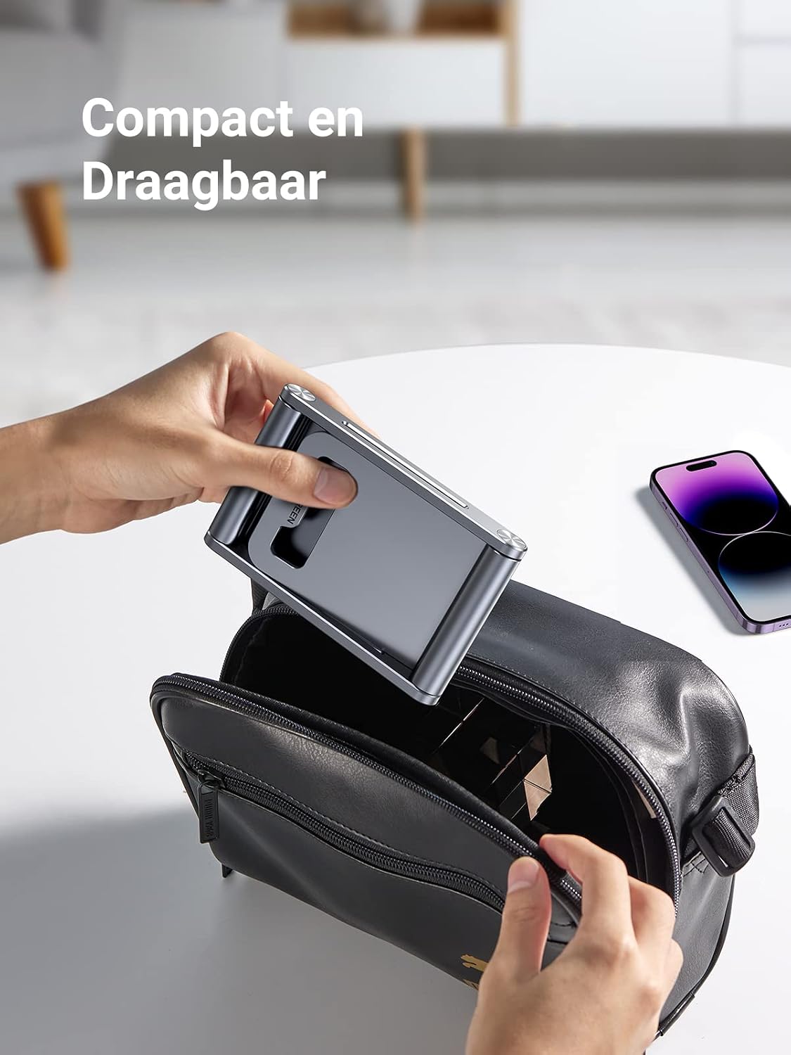 Thumbnail 3 de UGREEN verstelbare aluminium telefoonstandaard, opvouwbaar en grijs