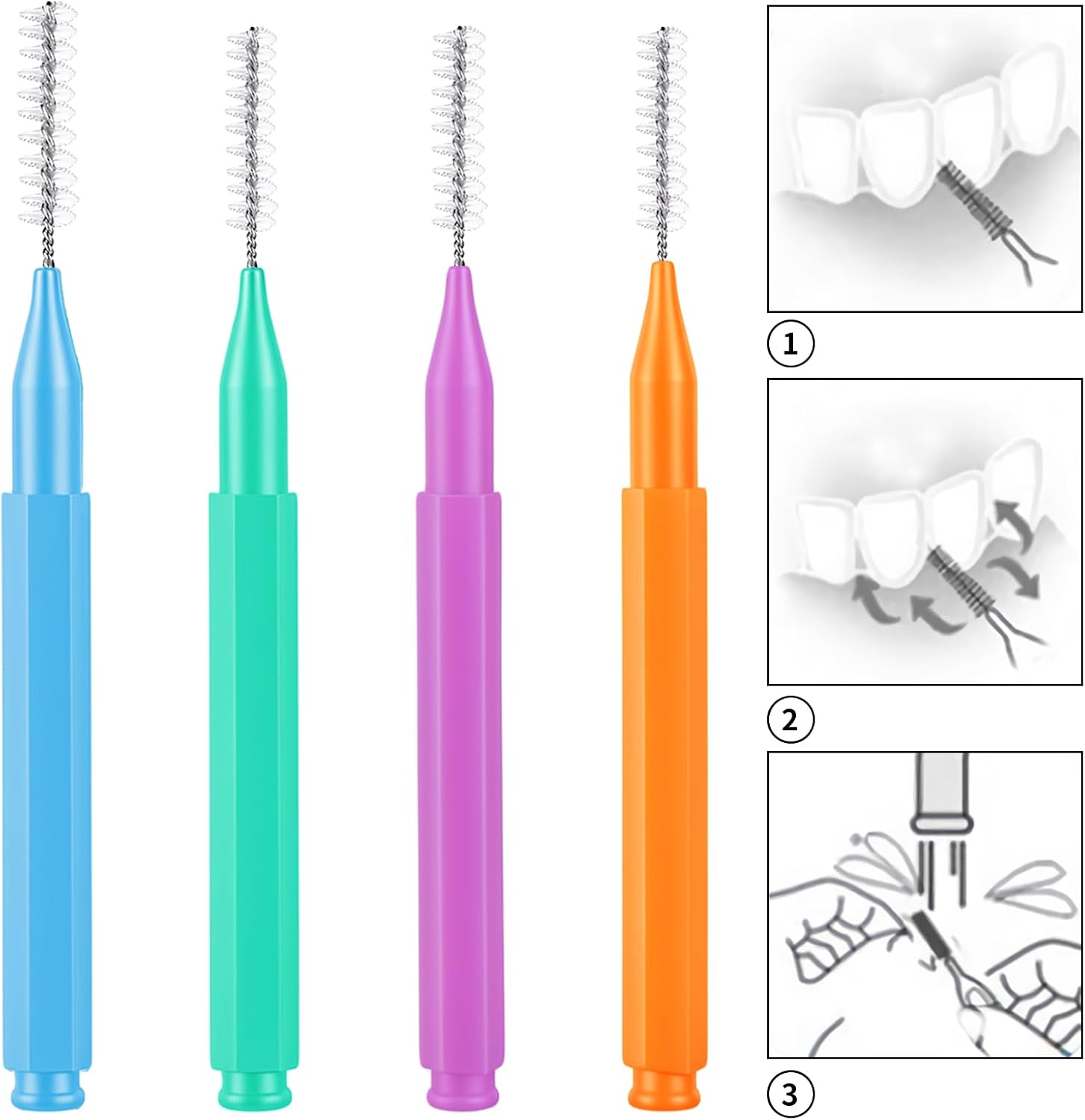 Detalle de lanjue G8992K-11-N Interdental Brushes, 100 Pieces in Four Sizes