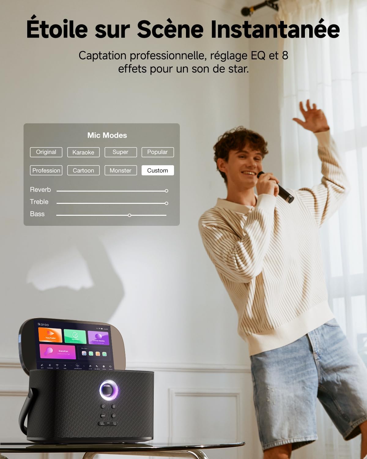 Thumbnail 6 de Ikarao Shell S2 karaokeset met display, 140 W en 2 draadloze microfoons