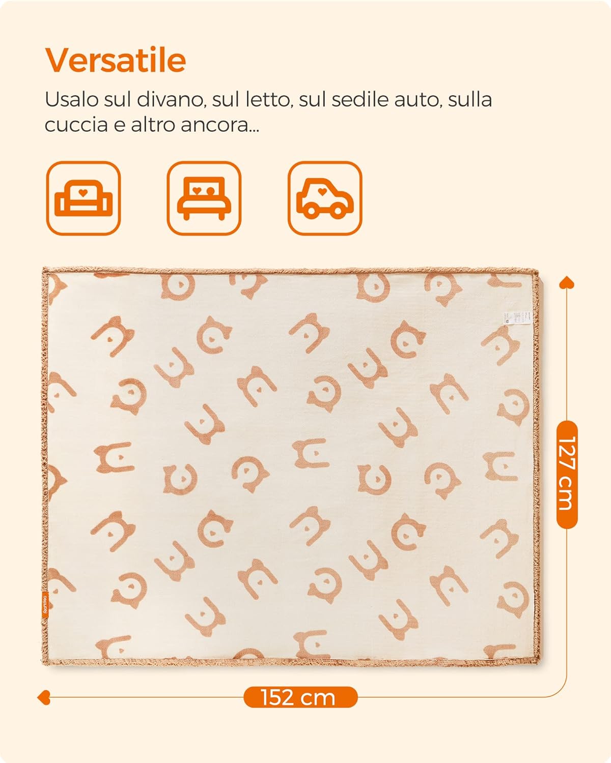 Thumbnail 5 de Feandrea Coperta impermeabile per cani e gatti PPB060K01, reversibile in sherpa, 152 x 127 cm (XL)