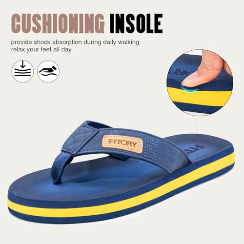 Detalle de FITORY Homme Confortable Tongs été antidérapante – Bleu/Jaune, 43 EU