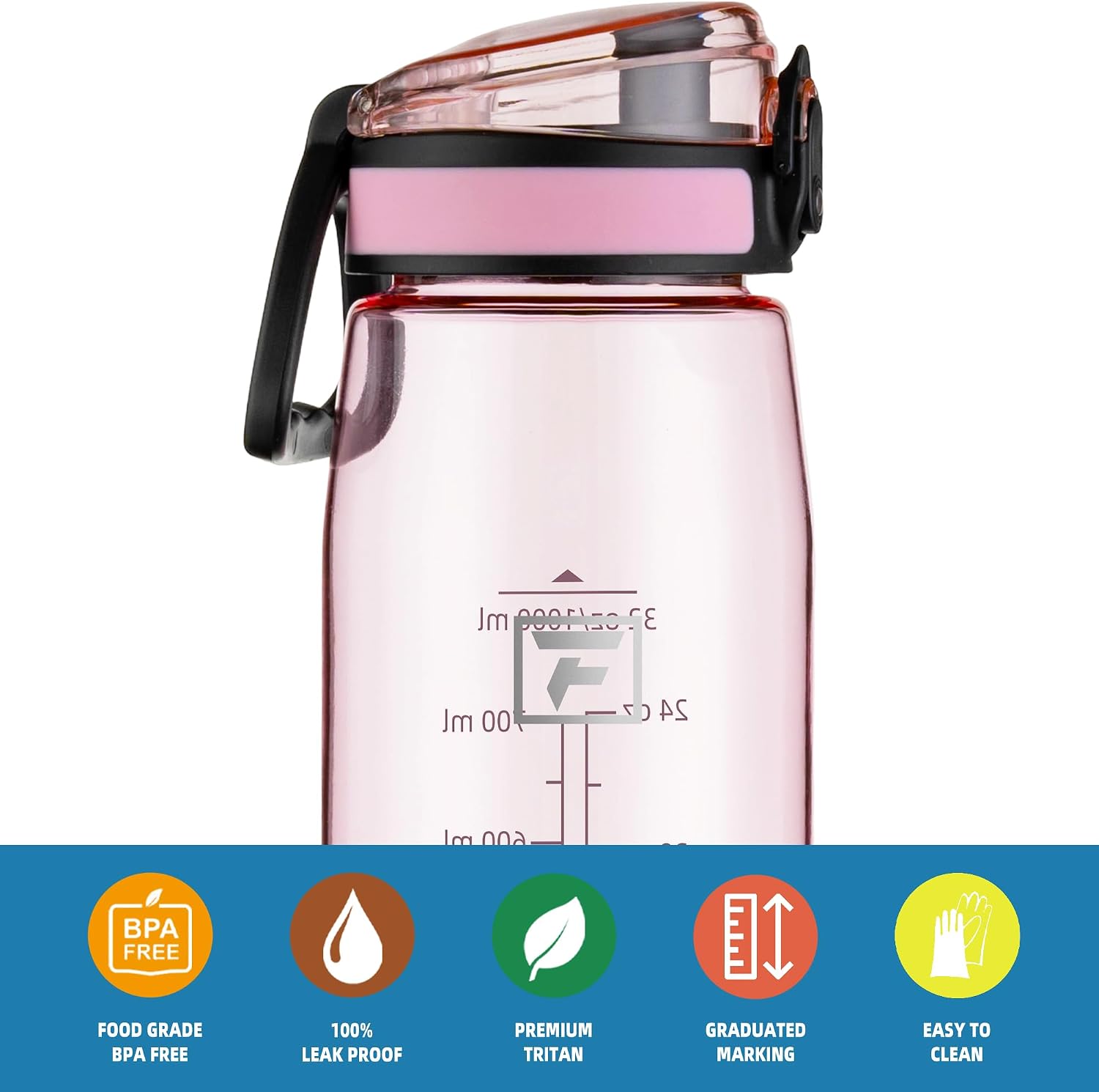 Detalle de Fanhaw 32 oz Water Bottle, Cherry Blossom Tritan with Chug Lid