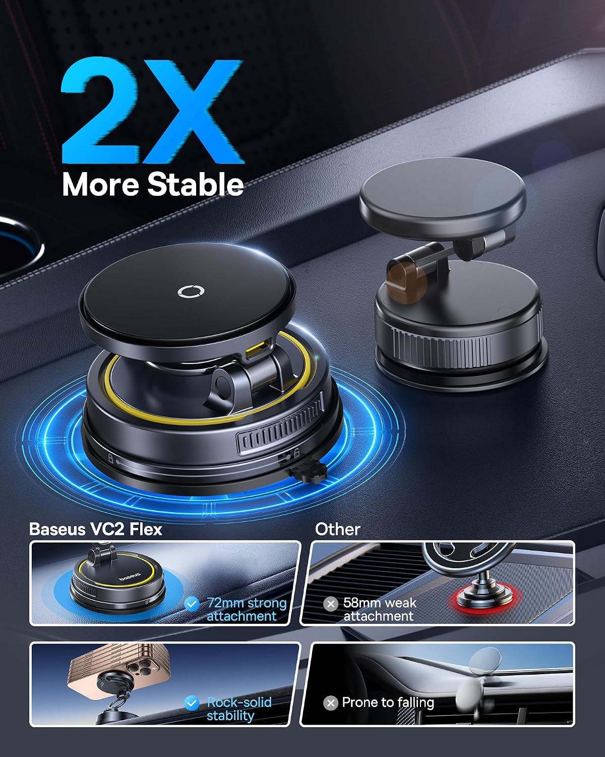 Thumbnail 2 de Baseus Vacuum 15W MagSafe Car Mount Charger