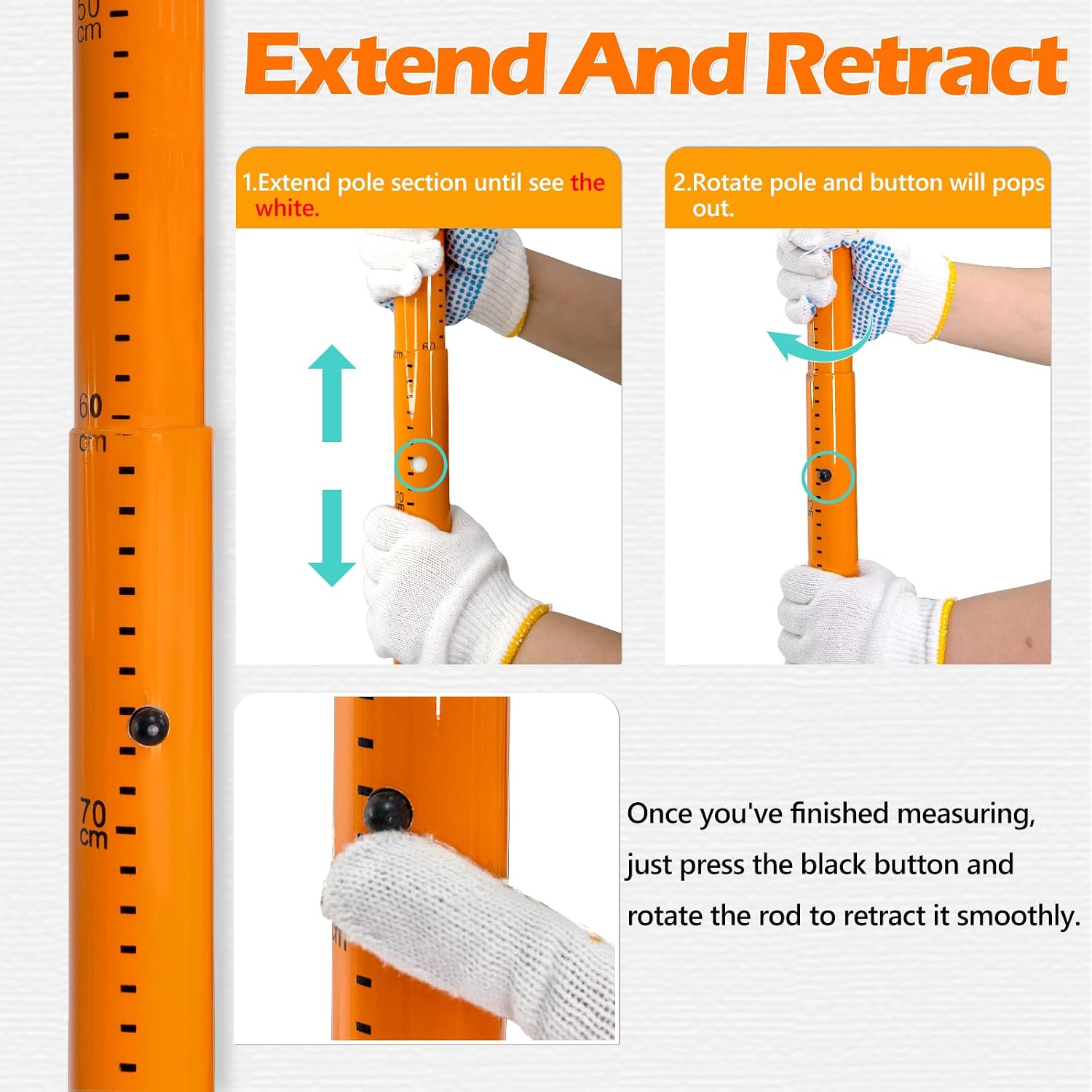 Thumbnail 6 de TGrasol 15FT Truck Height Stick, Dual-Scale Retractable Measuring Pole