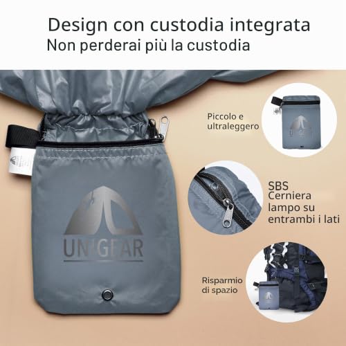 Detalle de Unigear Coprizaino Antipioggia: protezione leggera e regolabile per ogni zaino