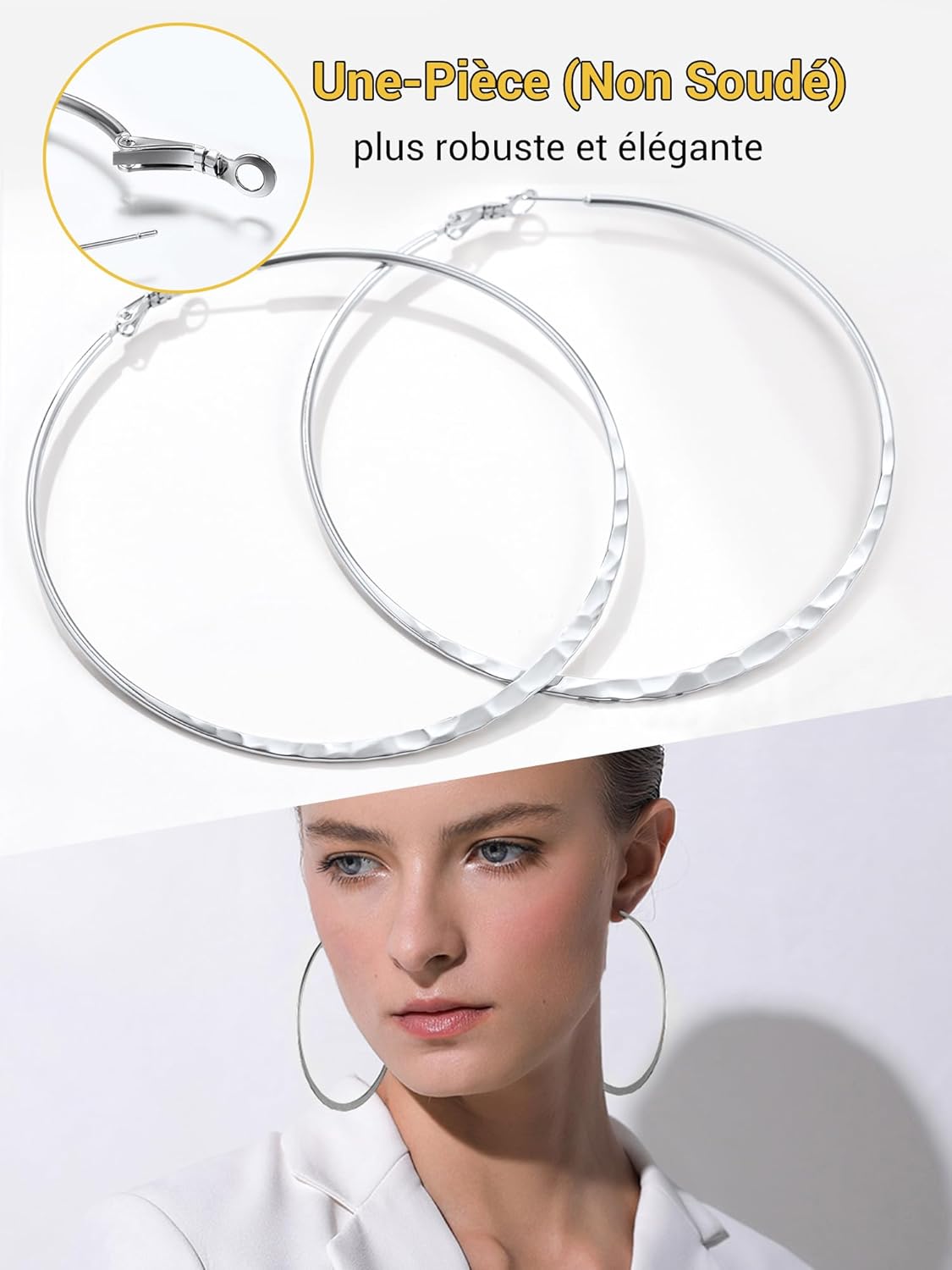 Thumbnail 3 de PROSTEEL Boucles d’oreilles créoles femme en acier inoxydable, plaqué or ou noir (30/40/60/80 mm)