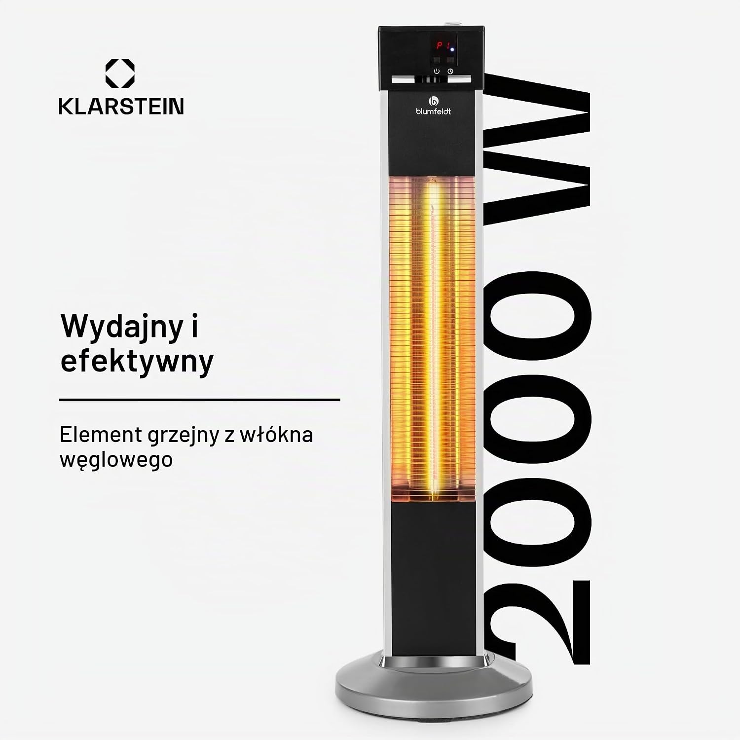Detalle 2 de Blumfeldt Heat Guru HHG4-Heat-Guru – promiennik stojący 2000 W, 3 poziomy, IP34