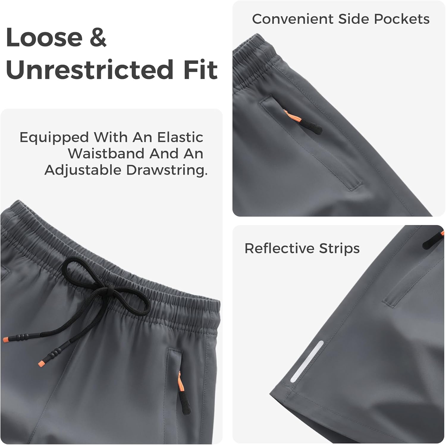 Detalle de ANHDM Boys Shorts Quick Dry Athletic Running Shorts with Zipper Pockets