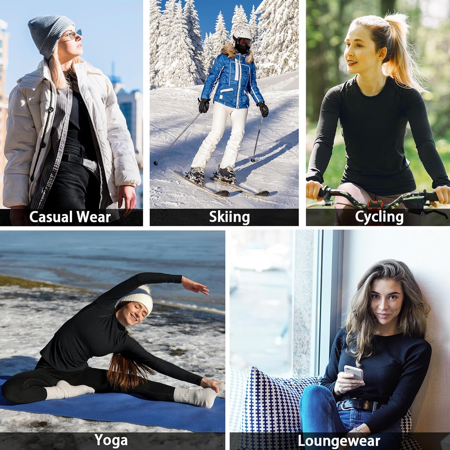 Thumbnail 6 de AMZSPORT pull thermique femme à manches longues – sous-vêtement respirant doublure polaire