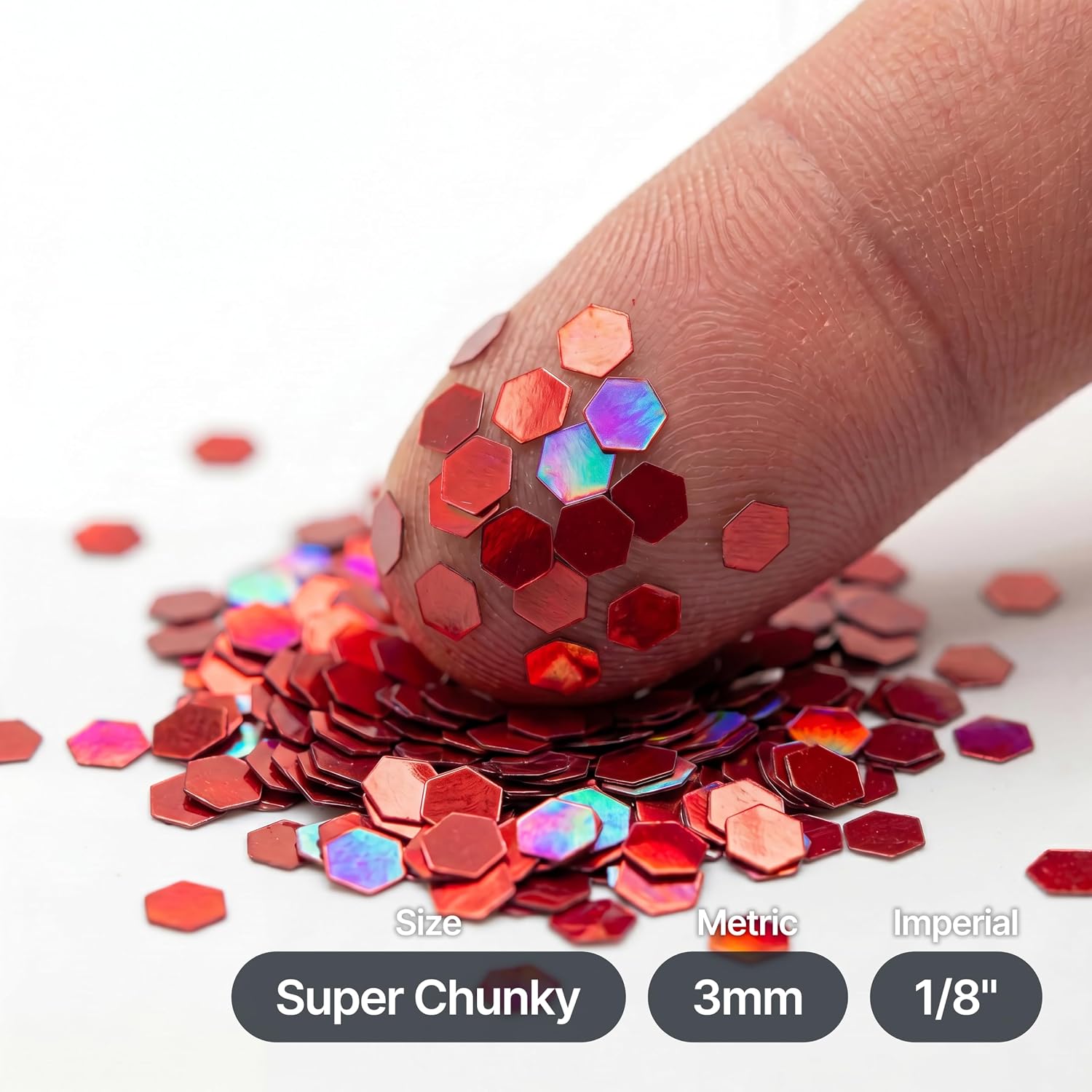 Thumbnail 4 de Holographic Red Glitter Shaker (130g) – Super Chunky Metallic Flake Red Sequins for Resin, Crafts & Nail Art