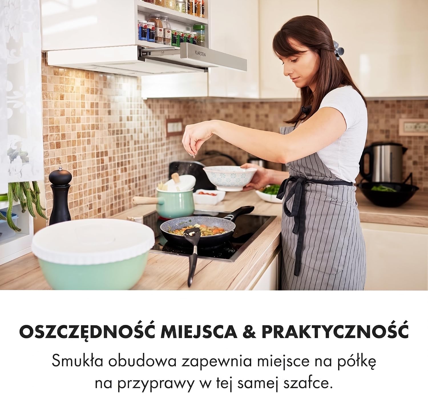 Detalle de Klarstein Mariana 60 cm – teleskopowy okap podszafkowy, LED, recyrkulacja i wyciąg