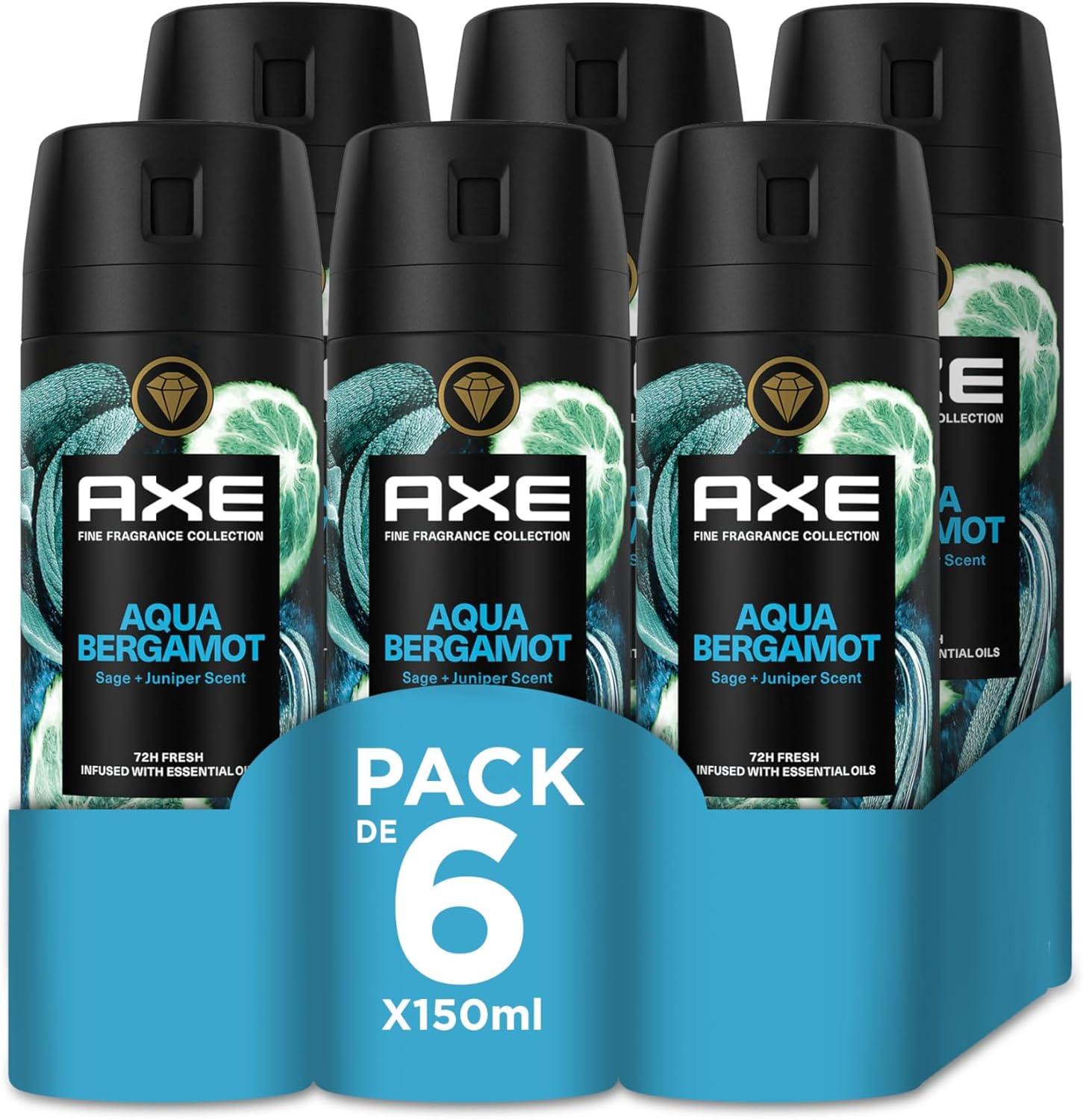 Detalle de Axe Aqua Bergamot Desodorante Aerosol 6x150 ml