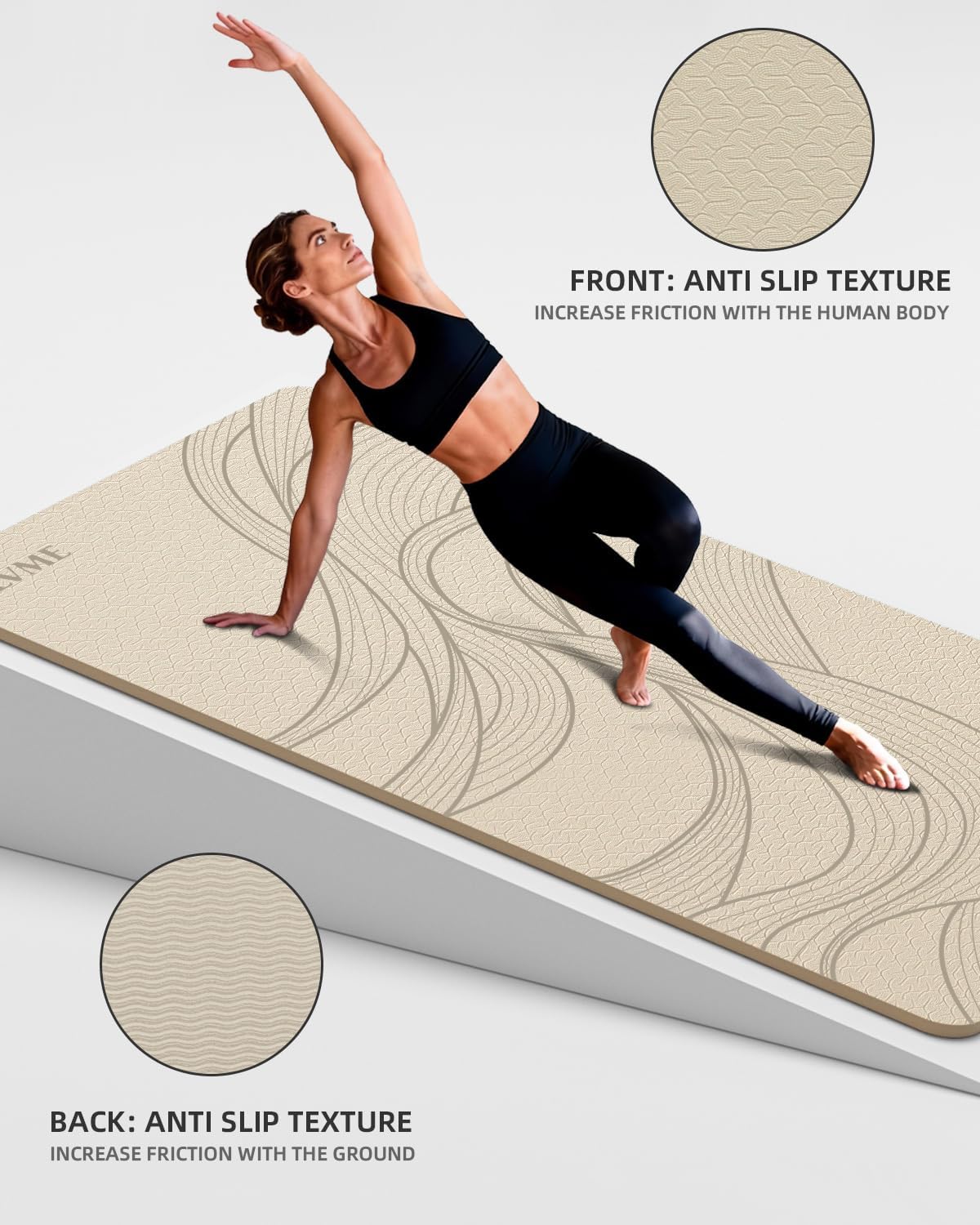 Detalle 2 de lvme Extra-Large Yoga Mat, 193 x 122 cm, 10 mm TPE, Non-Slip