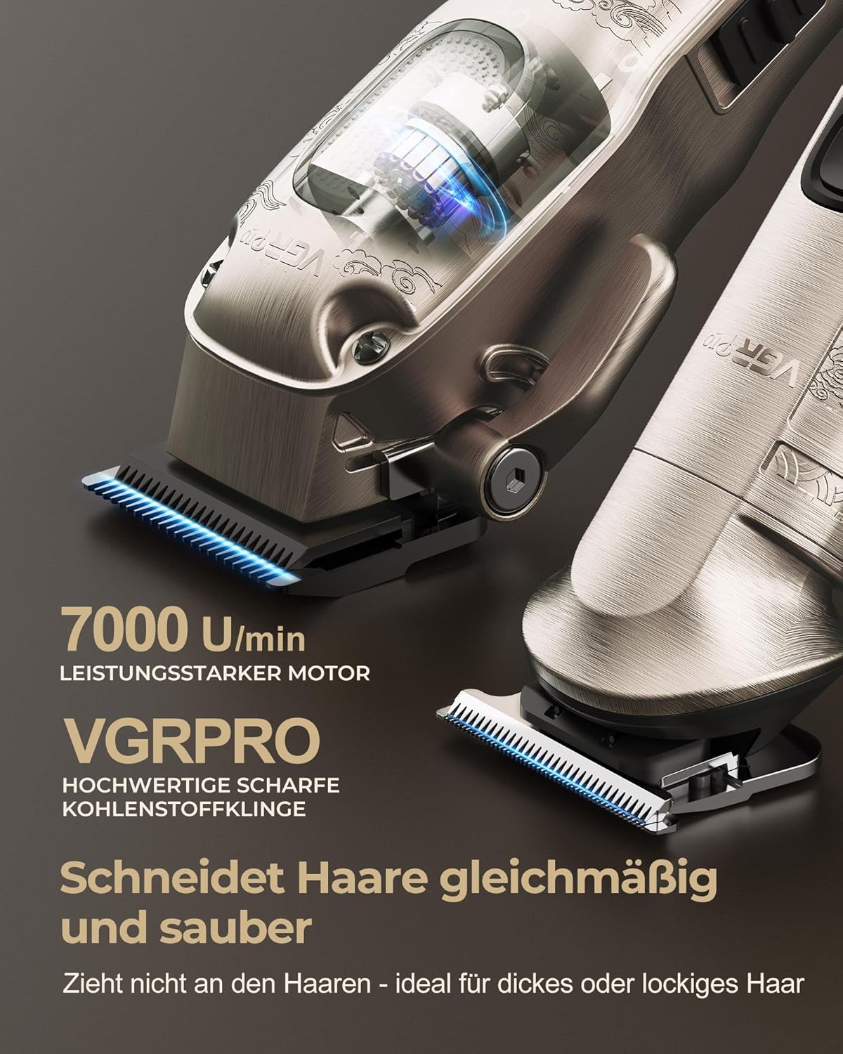 Thumbnail 1 de VGRPRO Haarschneidemaschine Herren Profi-Set (kabellos) mit Trimmer, 9 Führungskämmen & Taper/Fade-Aufsatz