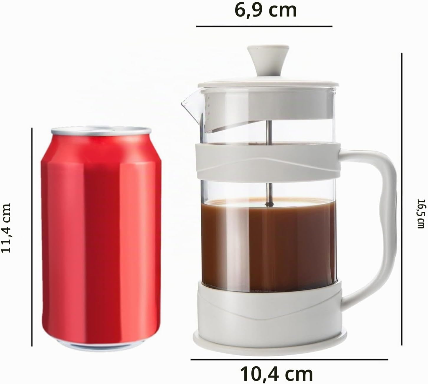 Detalle 2 de PARACITY Französische Presse French press-koffiezetapparaat, 350 ml, wit
