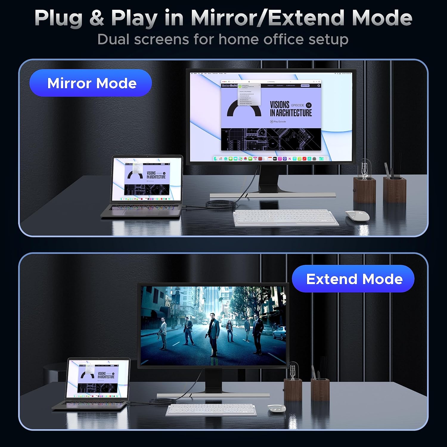 Detalle 2 de WARRKY 4K Mini DisplayPort auf HDMI Kabel (2K 60 Hz, 1080p @120 Hz, Aluminiumgehäuse) – 2 m