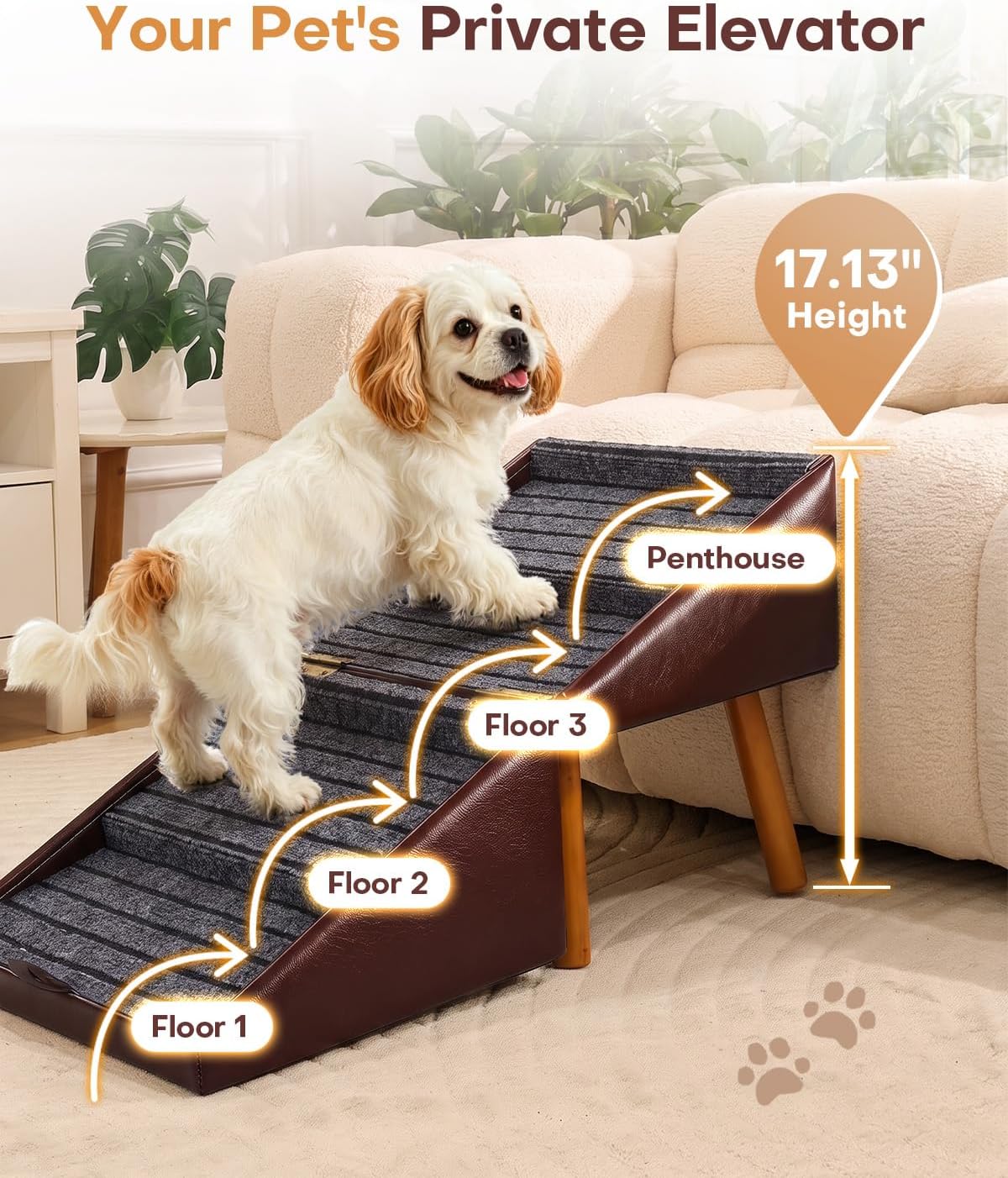 Detalle 2 de Dog Stairs, 4-Step Wooden
