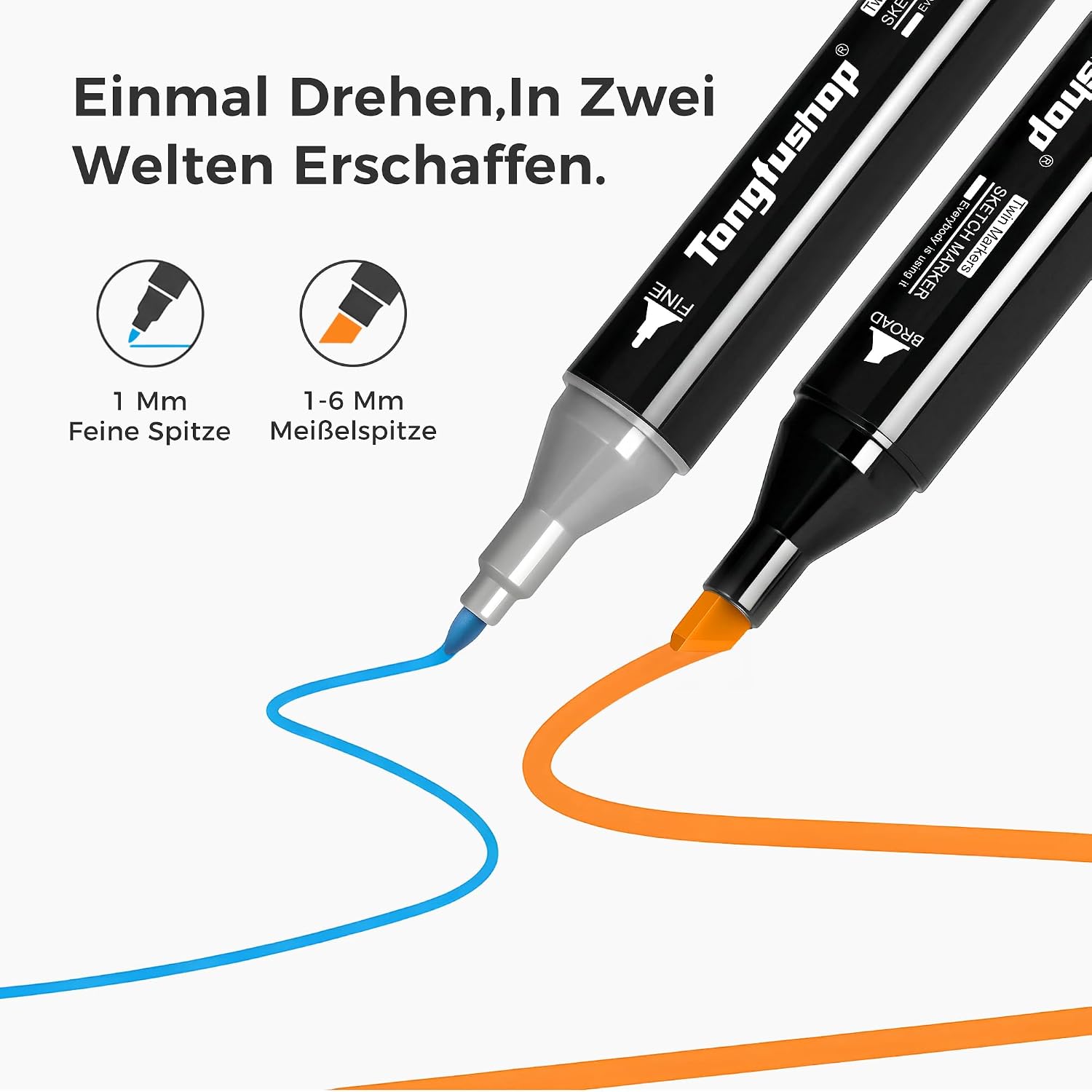 Detalle 2 de Tongfushop 80 Farben Alkoholmarker Set
