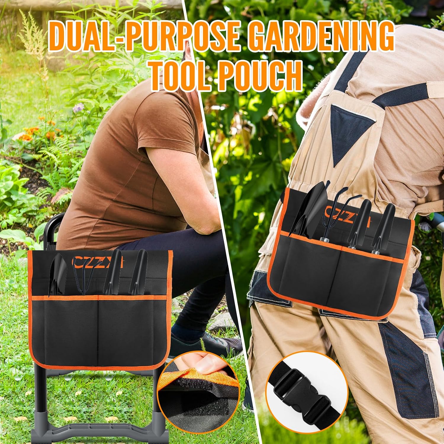 Detalle de CZZXI Garden Kneeler and Seat with 10.2-Inch Pad, Folding Design and Tool Pouch