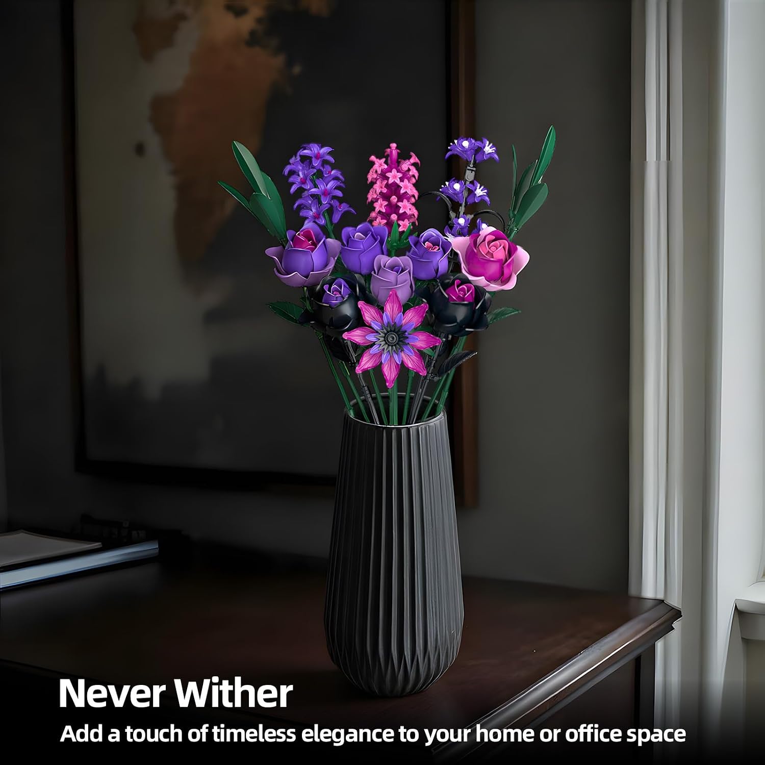 Thumbnail 6 de Purple Rose Flowers Bouquet Building Set