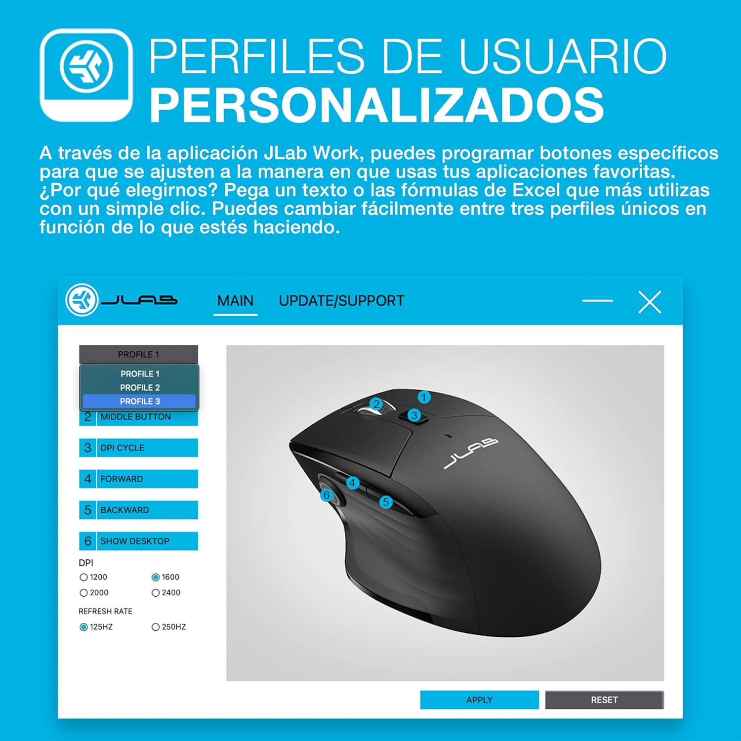 Thumbnail 5 de JLab Jbuds Ratón Inalámbrico Ergonómico y Multidispositivo 🖱