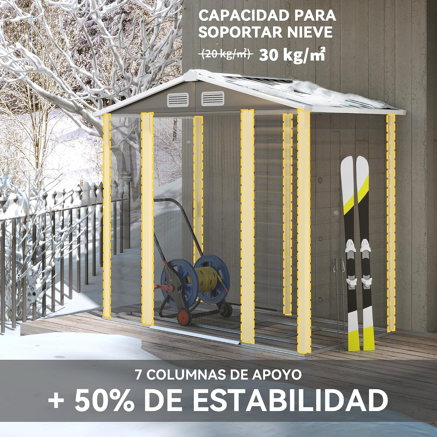 Thumbnail 3 de Outsunny Caseta de Jardín 213x120x194 cm