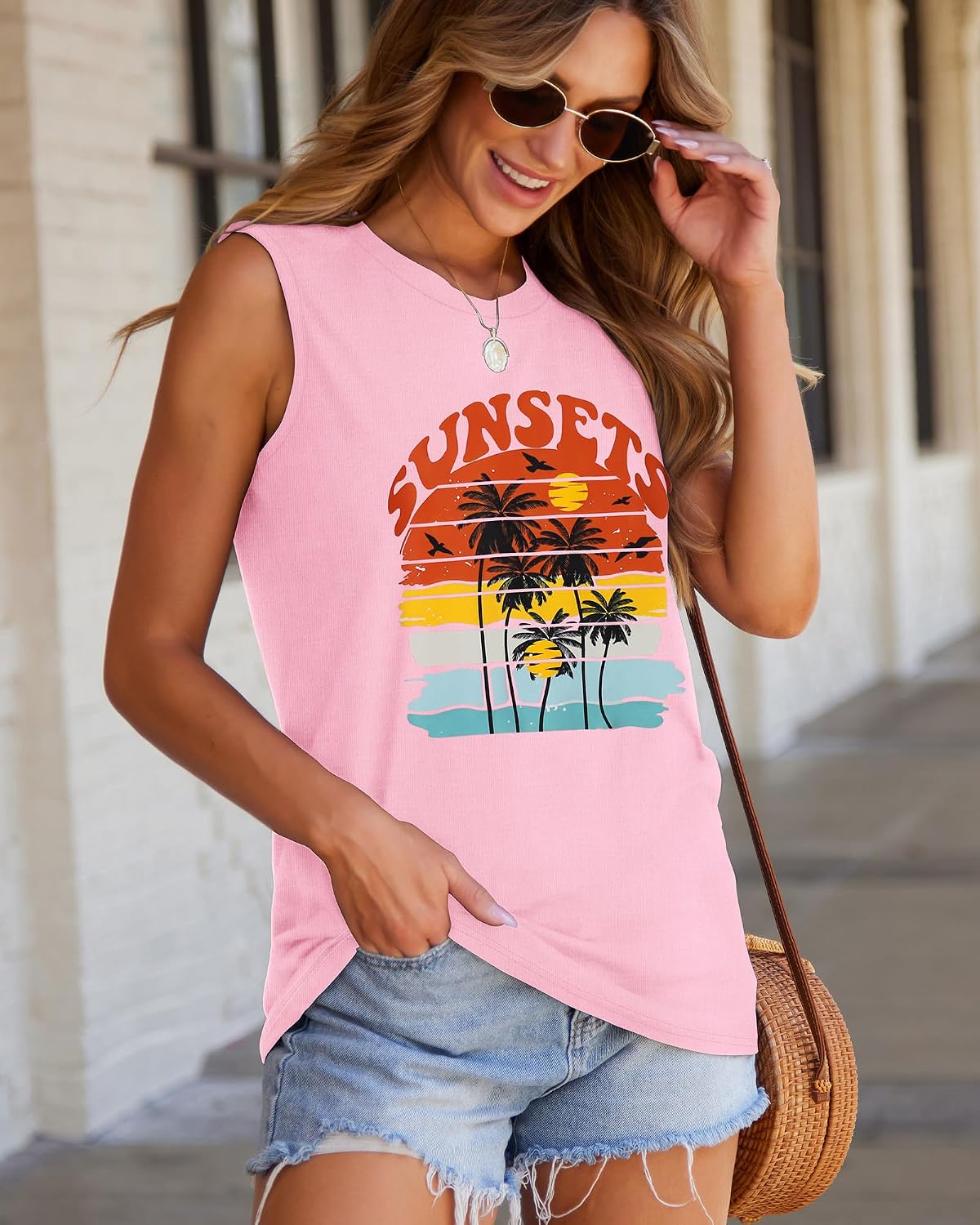 Thumbnail 3 de Womens Tank Tops Summer T Shirts Sleeveless Casual Loose Tunic Blouses 2026