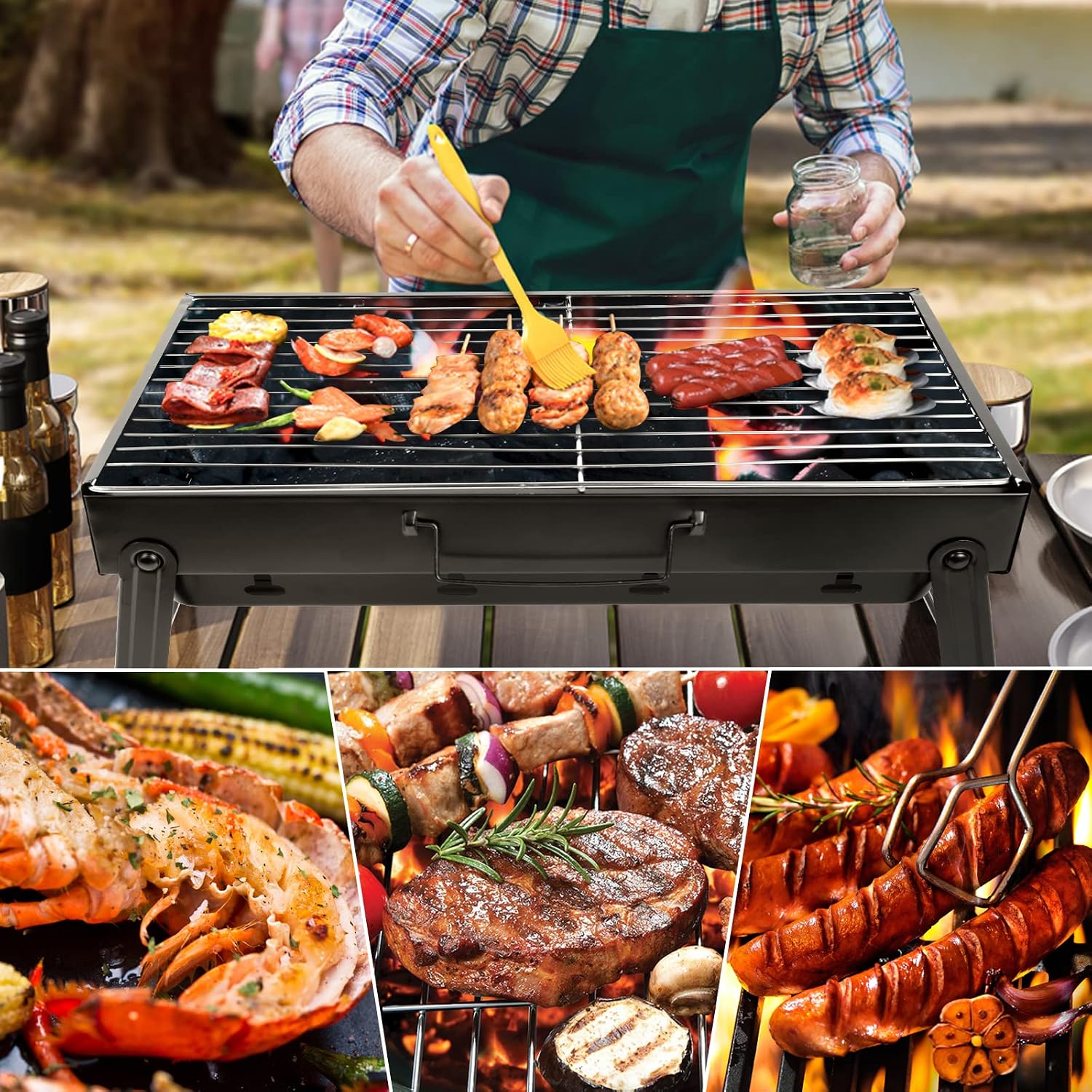 Thumbnail 4 de AGM Charcoal Barbecue: Portable Foldable BBQ Grill for Outdoor Cooking